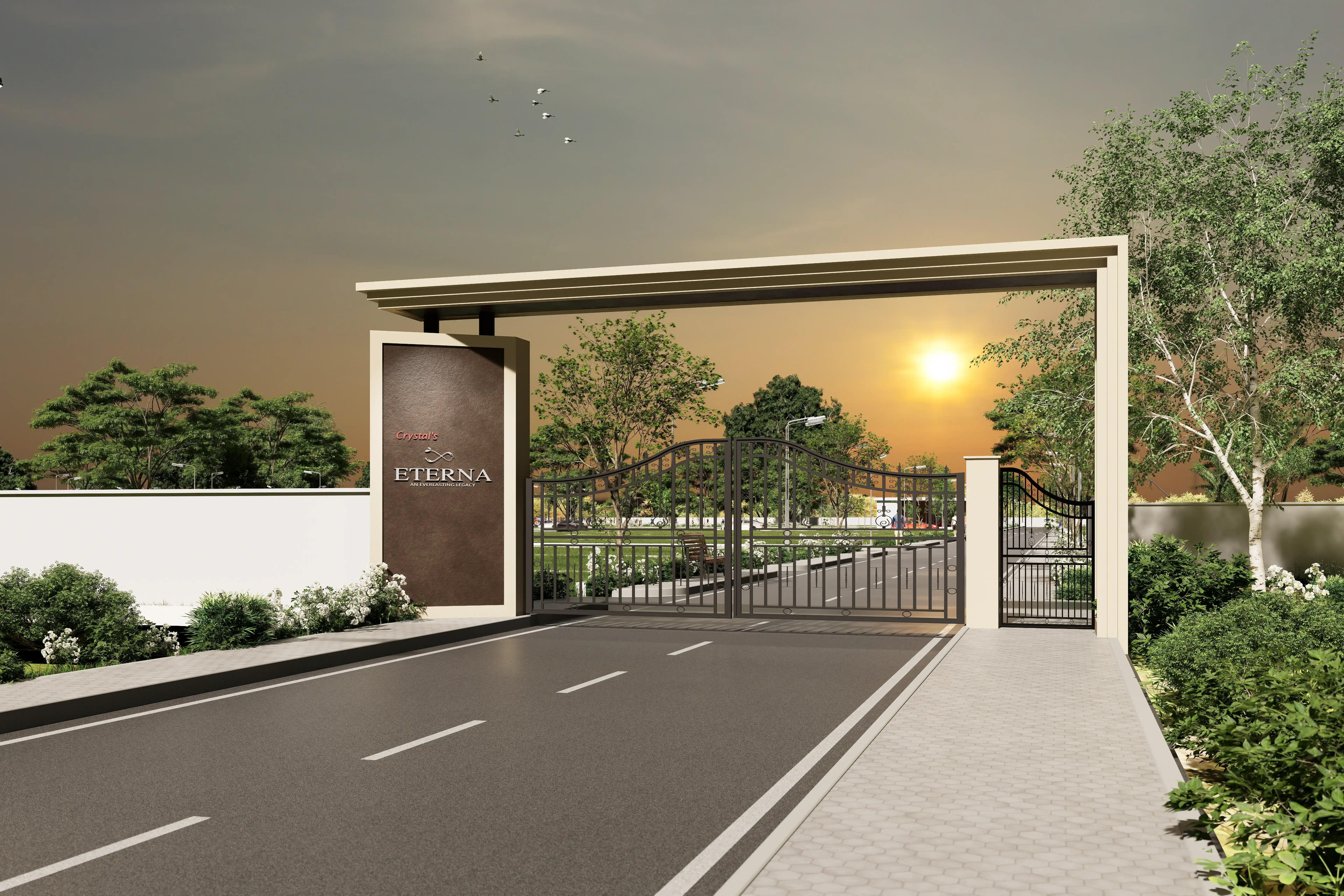 Grand entrance of Eterna – DTCP & RERA approved plots in Chennai ECR