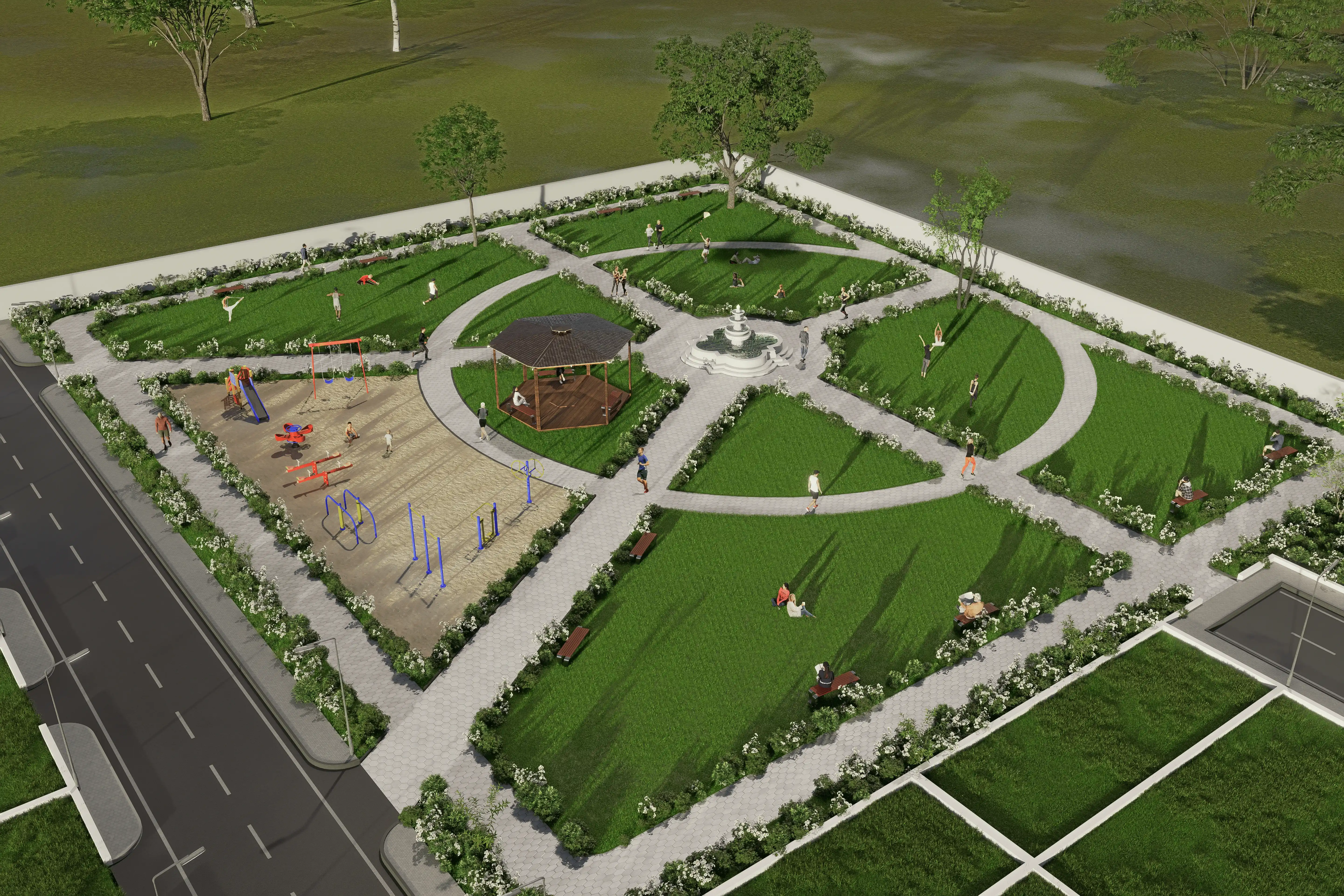 Landscaped garden area with lush greenery – Eterna, ECR
